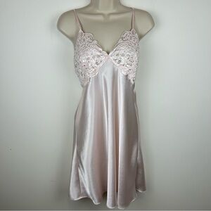 Vintage Intimo Amore Pink Satin Lace Slip Dress L Fairy Angelcore Quite Luxury